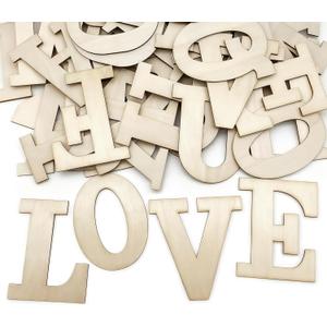 Wooden Letters for Crafts, 5 Inch Unfinished Capital Wooden Alphabet Letters&Numbers Wood Letters for DIY Painting Arts Home Decorations Kids Spelling Learning (32Pcs)