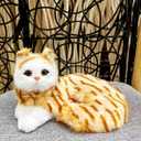 Realistic Orange Tabby Cat Figurine for Indoors Interesting Decoration Soft Hollow 8-Inch Faux Fur Design for Photography Prop or Desktop Art