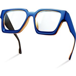 livho Oversized Blue Light Blocking Glasses for Women - Blue Orange, Chunky