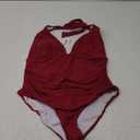 AI'MAGE Women's One Piece Swimsuit Tummy Control Halter Ruched Deep V Neck Bathing Suits (XX-Large, Red)