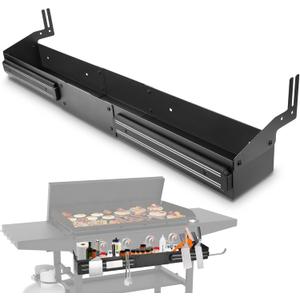 Front Griddle Caddy with 2-Pack Magnetic Tool Holders for Blackstone 36 inch Griddle, Large Capacity Front Tool/ Bottle Shelf for Easy Access, Grill Caddy for Blackstone Griddle Accessories 36 inches