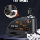 Motorcycle Disc Lock with Alarm, Electric Scooter Lock Heavy Duty Anti-Theft with 120dB Alarm, 5FT Reminder Cable for Helmet Anti-Theft, Rechargeable (Black)
