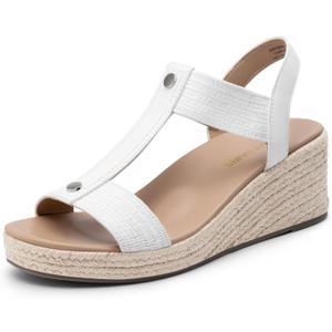 DREAM PAIRS Women's Wedge Sandals Open Toe Espadrilles Sandals Comfortable Dress Casual T-strap Platform Wedges with Arch Support for Walking Beach Summer Shoes, Size 7.5,White