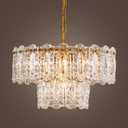 AGV LIGHTING Elegant Glass Chandelier Light Fixture, Modern Vintage Pendant Chandelier Lighting for Dining Room, D18 x H10, 2- Tier Shade & Brass Gold Finish