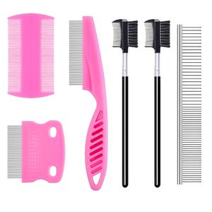 6Pcs Pet Combs for Remove Knots, Fluff and Dirt Dog Eye Comb for Removing Eye Mucus and Crust Dog Flea Fine Combs for Grooming Matting(Pink)