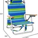 Backpack Beach Chairs for Adults Capacity 300 LBS Low 5 Position Beach Chair with Pouch Straps Folding Lightweight Reclining Aluminum Wide Lay Flat Single
