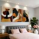 Framed Boho African American Wall Art Black Woman Canvas Print Gold Vintage Abstract Black Female Painting Picture Wall Decor for Living Room Bedroom Office 16x24 Inches