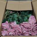 50 PCS Roses Artificial Flowers, Realistic Fake Roses with Long Stems Silk Flowers for DIY Wedding Bouquet Party Celebration Home Bridal Shower Decoration Valentine's Day Gift for Her Wife, Dusty Rose