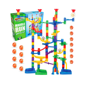 Marble Genius Marble Run - 150 Complete Pieces Maze Track Toys for Adults, Teens, Toddlers & Kids Aged 4-8 Years Old, (85 Translucent Marbulous Pieces + 65 Glass-Marble Set), Super Set