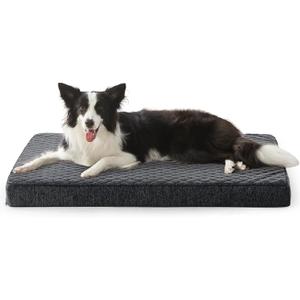 JOEJOY Orthopedic Dog Bed for Large Dogs, Washable Dog Crate Bed Large Sized with Removable Cover, Egg Memory Foam Big Pet Beds, Grey, 35"x22"