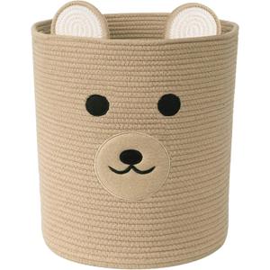 Bear Basket for Nursery, Baby Baskets for Storage, Baby Shower Baskets, Laundry Basket, Storage Hamper for Children Kids Toy Plant Indoor Corner (Light Brown)12"L x 12"W x 14"H