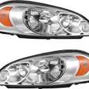 AUTOSAVER88 Headlight Assembly Compatible with 2006 2007 2008 2009 2010 2011 2012 2013 Chevy Impala 2014-2016 Impala Limited 06-07 Monte Carlo Headlamp Replacement Pair Chrome Housing Amber Reflector