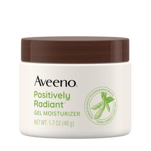 Aveeno Positively Radiant Brightening Gel Facial Moisturizer with Hyaluronic Acid & Tone-Correcting Soy, Hydrates for 48 Hours to Even Skin Tone & Texture, 1.7 oz