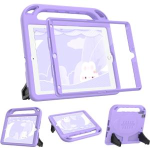BMOUO Kids Case for iPad 9th/8th/7th Generation, with Built-in Screen Protector, Shockproof Handle Stand Kids iPad 10.2" Case 2021/2020/2019, Light Purple
