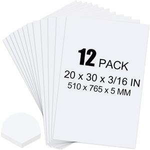 ToLanbbt 12 Pack White Foam Board, 20 x 30 x 3/16" Thick Foam Core Acid Free Poster Foamboard for Art Craft Projects, Painting, Displaying, Signage, Wedding, School