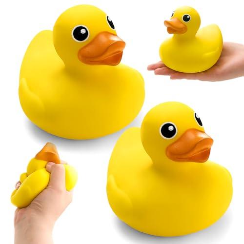 Hungdao 2 Pcs Duck Stress Toys Duck Stress Balls for Slow Rising Squeeze Sensory Toy PU Foam Fun Appreciation Gift Stocking Stuffer Anxiety Relief Prize Fidget Party Favor Adults Cute Office