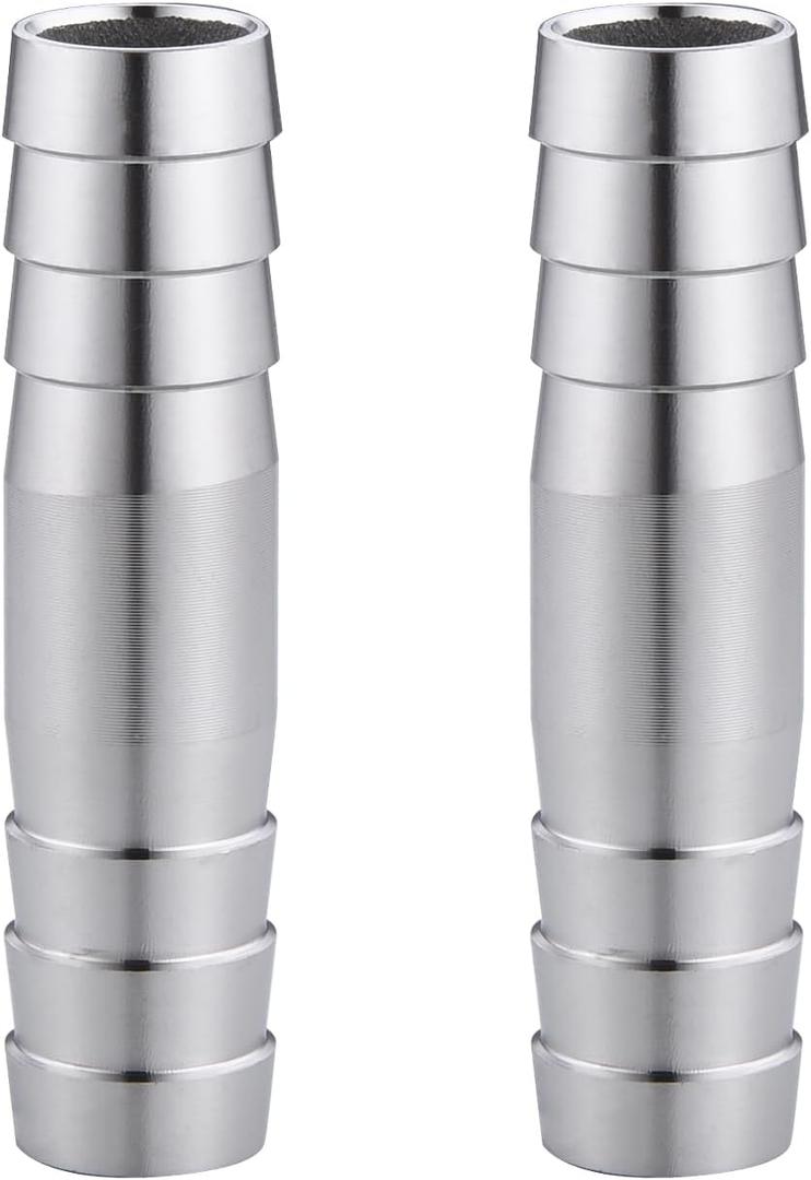 Ceaeso 304 Stainless Steel 5/16" Hose Barb to 5/16" Hose Barb Splicer Mender Round Union Coupler Fitting for Water/Fuel/Air (Pack of 2)