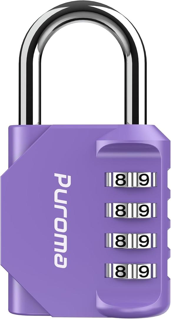 Puroma 1 Pack Combination Lock for Locker 4 Digit Outdoor Waterproof Padlock for School, Gym, Sports, Fence, Toolbox, Gate, Case, Outdoor, Hasp Storage (Purple)