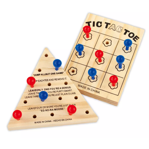 TIC-TAC-TOE & Tricky Triangle 2 Piece Wooden Game