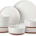 MALACASA Plates and Bowls Sets, 12 Pieces Modern Stoneware Dinnerware Set for 4 Kitchen Dinner Set Ceramic Dishware Dishes Set Microwave and Dishwasher Safe, White, Series TARA