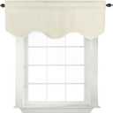 Turquoize Valance Curtains for Kitchen Thermal Insulated Solid Window Curtain Valance Curtain 52 inches by 18 inches Scalloped Valance for Bathroom Window, Rod Pocket Valances, 1 Panel, Cream Beige