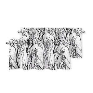 DriftAway Tree Branch Abstract Ink Printing Lined Thermal Insulated Window Curtain Valance Rod Pocket 52" x 18" Plus 2" Header, Black White 2 Pack
