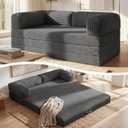 Erament Futon Sofa Bed Queen, Convertible Tri Folding Mattress Couch Bed Foldable with Removable Armrests & Washable Cover, Floor Mattress with High-Density Foam, Small Couch Bed, Queen, Grey
