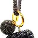 Luxurious Rhinestone AirPods Case, Protective Bling Diamonds AirPod Charging Protective Case Cover for Apple I10/I12 TWS (Black with Keyring)