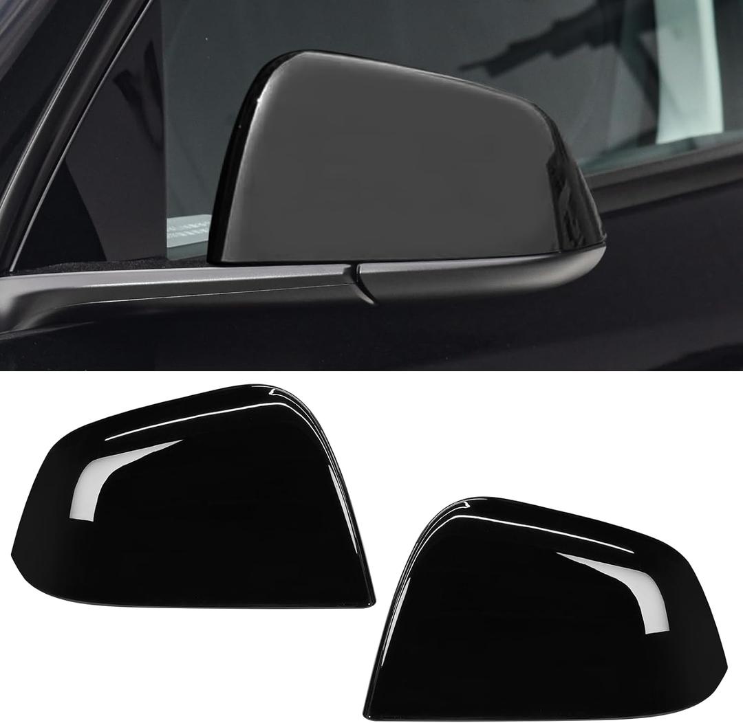 Jaronx Compatible with Tesla Model Y Mirror Caps Side Mirror Replacement 2020 2021 2022 2023 2024,Left Driver+Right Passenger Side Rear View Mirrors Cover Cap for Tesla Model Y Accessories (Black)