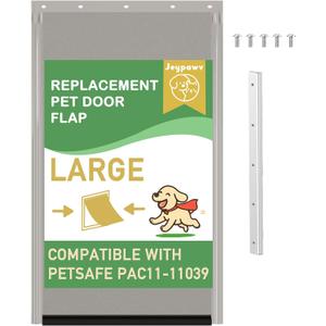 Large Dog Door Replacement Flaps with Metal Replacement Bracket and Screws, Compatible with Petsafe Freedom Doggie Doors Replacement Flaps PAC11-11039 10 1/8" X 16 7/8", Flexible (Smoky Translucent)