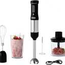WHUTO Cordless Immersion Hand Blender, 5-in-1 Variable Speed blender handheld,Rechargeable with 2000mAh Battery, BPA-Free & Dishwasher-Safe Accessories:700ml Beaker,Chopper,Whisk & Milk Frother,Ink