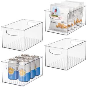 iDesign Stackable Clear Plastic Bin - Kitchen Organizers and Storage for Fridge and Pantry, 4-Pack