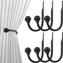 Hion Curtain Holdbacks Black 6pcs, Curtain Tiebacks Wall Mounted Curtain Hooks Holders for Drapes