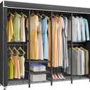 VIPEK Clothes Rack Heavy Duty Clothing Rack with Cover, Custom Freestanding Closet Portable Wardrobe Closet for Bedroom, Large Black Coset Rack with Black