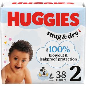 Huggies Size 2 Diapers, Snug & Dry Baby Diapers, Size 2 (12-18 lbs), 38 Count, Packaging May Vary