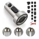 Pull Down Spray Head Replacement - for Kitchen Faucet Sprayer Head with 15 Adapters, 3 Function Pull Out Faucet Spray Nozzle, Brushed Nickel