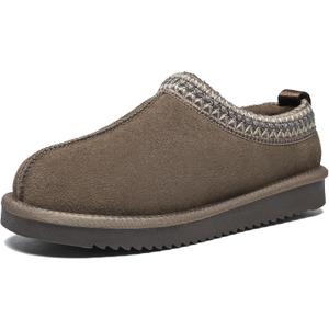 Women's Slippers Genuine Suede Platform Mini Boots Mens Faux Fur Warm Lining Winter Mules Cozy Warm House Shoes Indoor and Outdoor (8, Mocha)