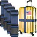 Luggage Straps for Suitcases - TSA Approved - Navy Blue, 4 PK - Premium Nylon Belts for Suitcase, Briefcase & Travel Bag - Adjustable Strap Length 46" - 78"