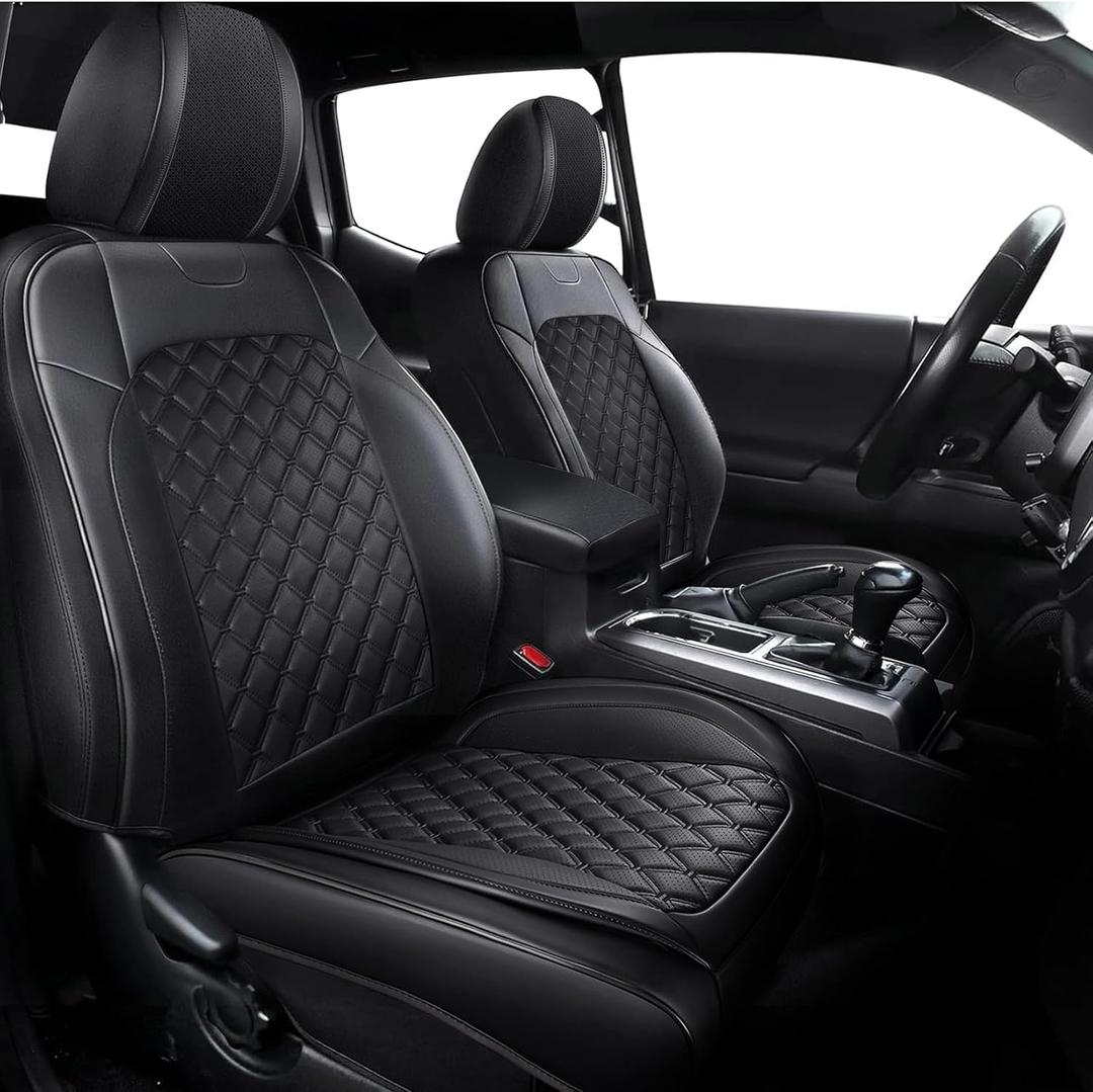 Custom Seat Covers for Tacoma Gen 3rd 2016-2023 Double Cab Crew Cab SR/SR5, TRD Sport, TRD Off-Road, TRD Pro, Limited Trucks, Waterproof Luxury Leather Tacoma Seat Cover Front Seats