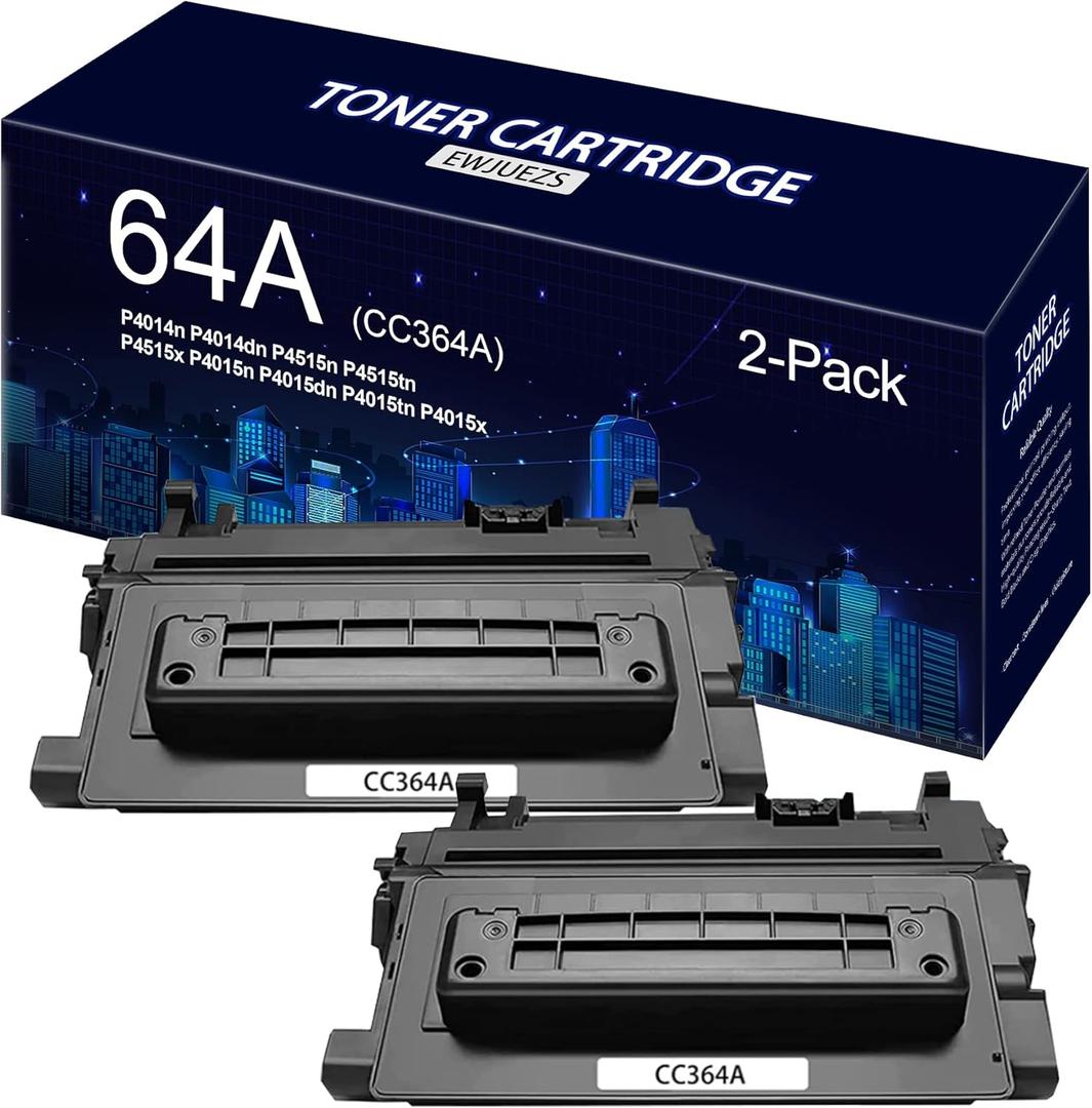 64A CC364A Black Toner Cartridge Compatible 64A CC364A Toner Replacement for HP P4014n P4014dn P4015n P4015dn P4015tn P4015x P4515n P4515tn P4515x (2 Pack).
