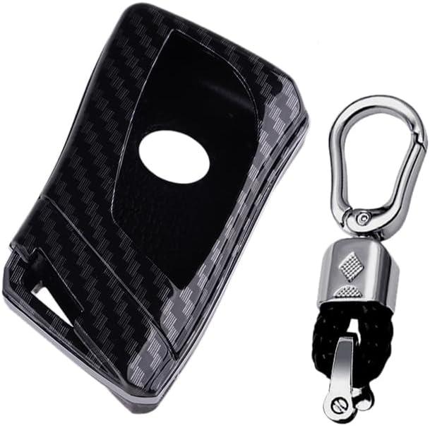 beler Carbon Fiber Style 3 Button Car Remote Key Cover Case with Keychain Fit for Lexus ES LC LS UX NX LX