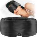 Umisleep Soft Sleep Mask, Blackout Eye Mask for Side Sleepers, Women Men Sleeping Mask, Anti-Wrinkle & Softer Than Real Mulberry Silk Eye Cover, Satin Blindfold with Adjustable Band, Black,  One Size