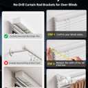 Over Blinds Curtain Rod Brackets for Outside Mounted, No-Drill Blinds Curtain Rod Holders for 1.3-2" Rectangular Headrails, Tool-Free & No Wall Damage, Apartment & Renter Friendly (Set of 4, White)