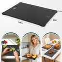 Tempered Glass Cutting Board Set, Large 12x16 Glass Cutting Board for Kitchen with 4 Non-Slip Feet, Heat & Shatter Resistant, Dishwasher Safe, Includes Bonus Sponge & Cloth,Perfect Kitchen Gift-Black, 16"L x 12"W x 0.2"Th