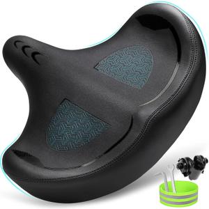 CDYWD Oversized Bike Seat for Men & Women Comfort, Extra Wide Bicycle Seat Cushion, Comfortable Wing Padded, Large Replacement Saddle for Peloton, Stationary Exercise Bike, Ebike, Cruiser, City Bike