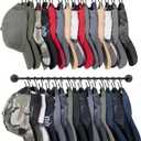 Mkono Hat Rack for Wall Baseball Cap Organizer Hanger with 30 Hooks Modern Metal Hat Holder Wall-Mounted Caps Display for Closet Door Bedroom Entryroom Laundry, Set of 2 (Black, Medium)