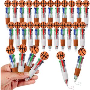 Basketball Party Favors Basketball Pens Mini Multicolor Pen in One Cute Fun 4-in-1 Pens Bulk Cool Ballpoint Pen for Birthday Gifts Teacher Supplies (Basketball, 24)