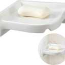 Honeydak Ceramic Corner Soap Dish for Shower Wall Tile White Ceramic Soap Holder 7 x 7 x 2.5 Inches Wall Holder for Home Bathtub Bathroom Sink Shower