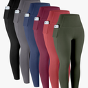 LZYVOO Leggings with Pockets for Women, 6 Packs Soft High Waisted Tummy Control Workout Yoga Pants, Small