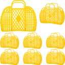 Tatuo 8 Pcs Jelly Bags Bulk Jelly Purse Plastic Basket Party Favor Beach Handbags Easter Egg Basket for Women Girls Kids (Yellow)